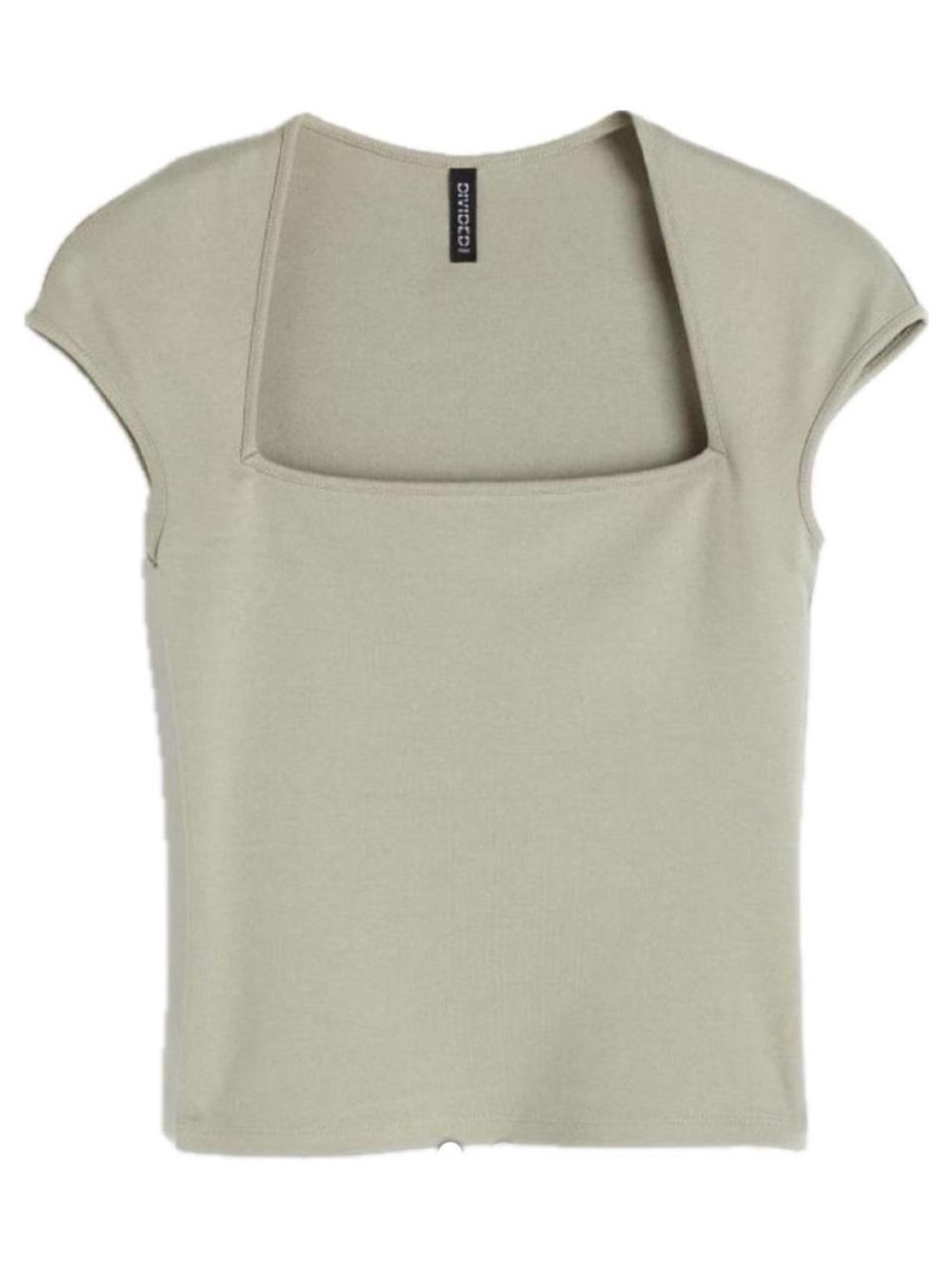 Divided Square Neck Cap Sleeve Top - Sage Green